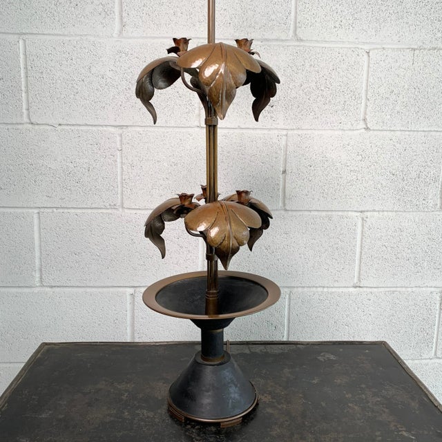 Arts & Crafts Early 20th Century Arts & Crafts Brass Rose Stem Table Lamp For Sale - Image 3 of 10
