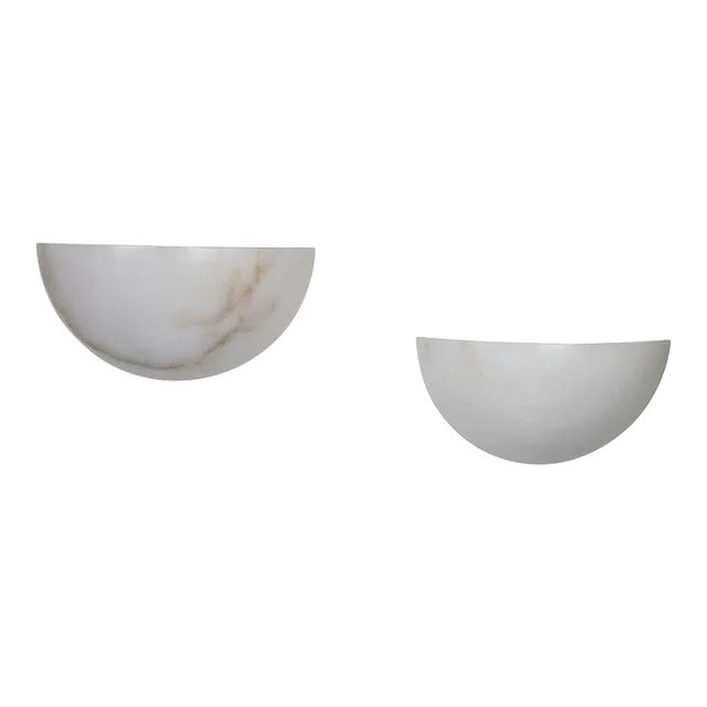 Pair of Art Deco Inspired Spanish Alabaster Sconces For Sale