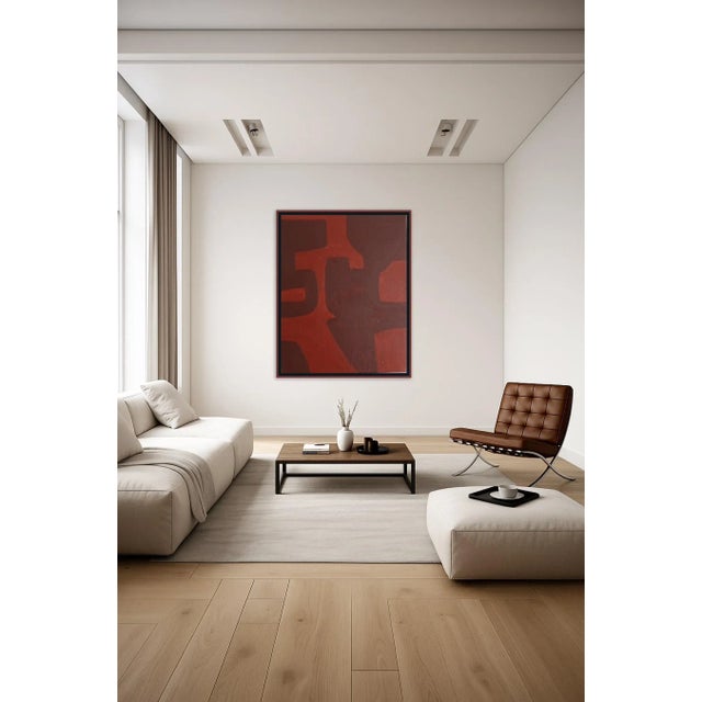 "Terra Flow" — Organic Abstract Painting in Deep Burgundy and Red Ochre Terra Flow explores the harmony of organic forms...