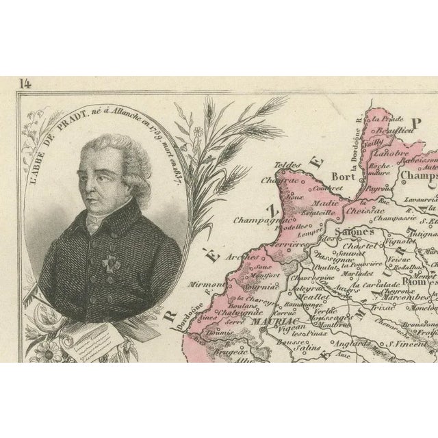 Map of Cantal France with Aurillac, 1800s For Sale - Image 3 of 10