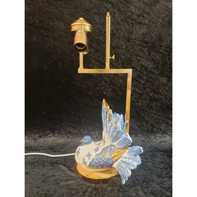 French Provincial Societa Porcellane Artistiche Firence Italy Porcelain Pigeon 23"Lamp (Read) For Sale - Image 3 of 18