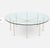 Radial glass coffee table by Lawson Fenning (unmarked) with a polished brass spoke base with 1/2 inch glass top. Retails...