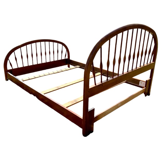 Thomasville 1990s Thomasville Queen or Full Size Solitaire Shaker Spindle Cherry Solid Wood Bed Frame For Sale - Image 4 of 6
