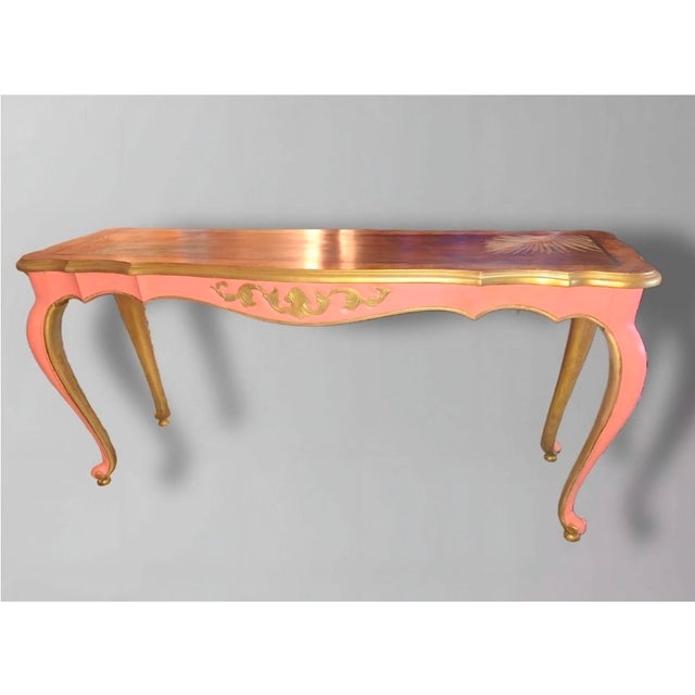 1960s Blush & Gilded Italian Rococo Console Table For Sale - Image 11 of 11