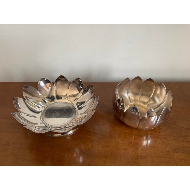 Silver Mid 20th Century Nesting Lotus Bowl by Reed & Barton For Sale - Image 8 of 16