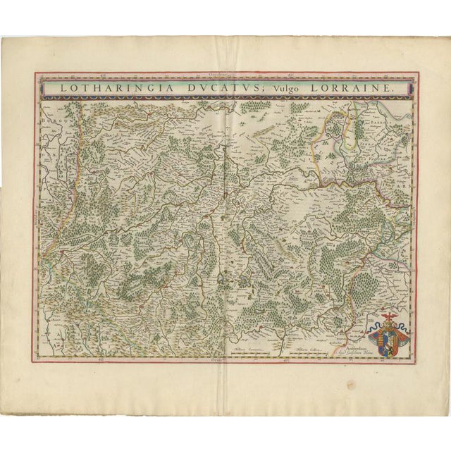 Hand-Colored Dutch Golden Age Map of Lorraine from Blaeu, 1642 For Sale