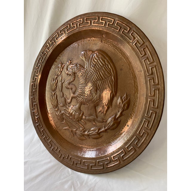 Large 23" Mexican Mid Century Hand Hammered Solid Copper Round Wall Plaque For Sale In Jacksonville, FL - Image 6 of 7