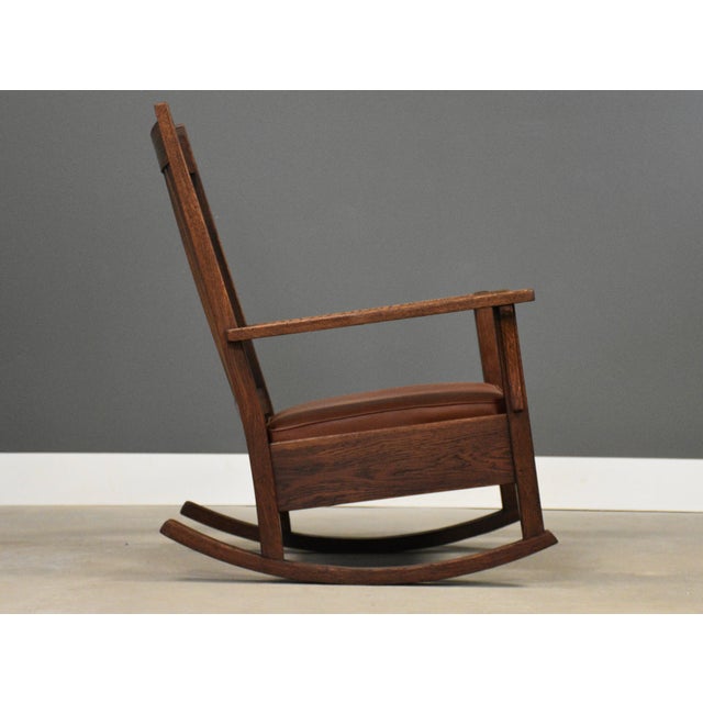 L. & J.G. Stickley, Inc. 1910s L&jg Stickley Rocking Chair Mission Arts and Crafts For Sale - Image 4 of 11
