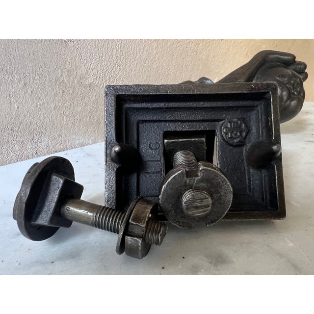 Metal French Hand Cast Iron Door Knocker and Back Piece, 19th Century For Sale - Image 7 of 12