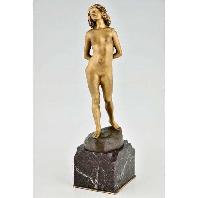 Joe Descomps, Lady, 1900, Bronze amd Marble For Sale - Image 3 of 13