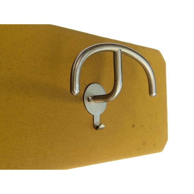 Mid-Century Modern Wall Coat Rack in Mustard-Colored Wool and Nickel Plated Metal by Sergio Mazza for Artemide, 1960s For Sale - Image 3 of 11