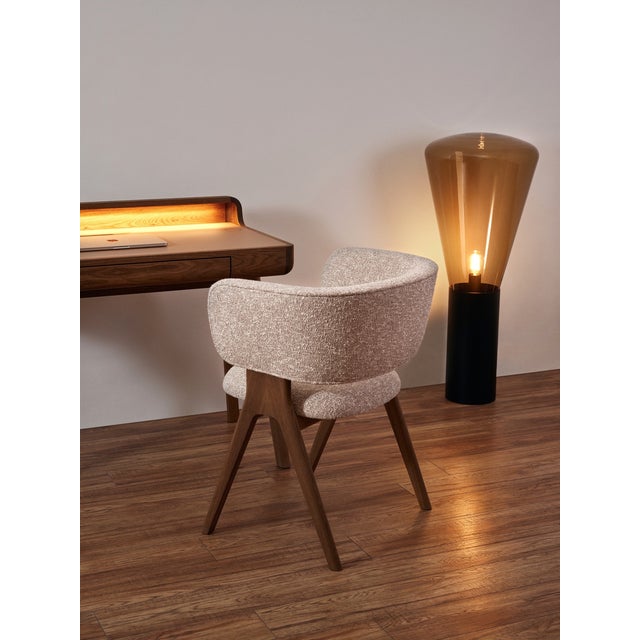 Modern Y Armchair – Solid European Oak, Brown Oil, Bouclé Upholstery For Sale - Image 3 of 4
