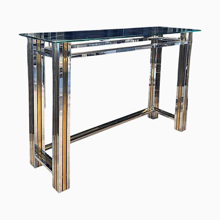 Gold Italian Console Table in Brass and Chrome, 1970s For Sale - Image 8 of 8