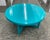 Turquoise Blue Mid Century Round Wood Coffee Cocktail Table Attributed to Dorothy Draper For Sale In West Palm - Image 6 of 7