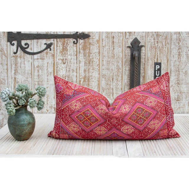 Magenta Antique Nami Sindh Silk Pillow For Sale - Image 8 of 9