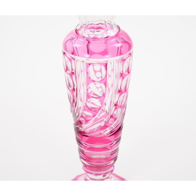 Mid 20th Century Mid-Century Modern Val Saint Lambert Pink Glass Vases Cut & Etched Decorated For Sale - Image 5 of 10
