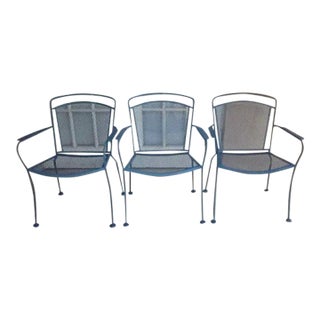1950s Russell Woodard Style Sculpture Wire Vintage Patio Chairs - Set of 3 For Sale