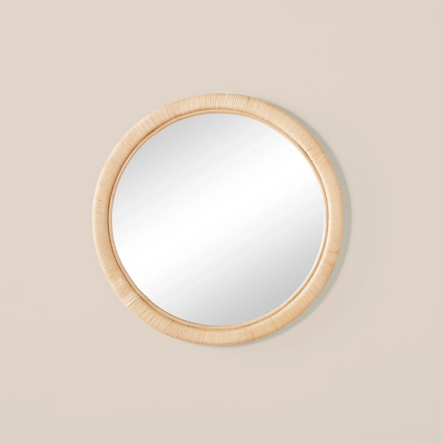 Contemporary Paloma Rattan Small Round Mirror For Sale - Image 3 of 3