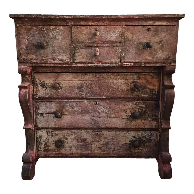 Antique French PaintedPoplar and Pine Shop Chest of Drawers, 1850s For Sale