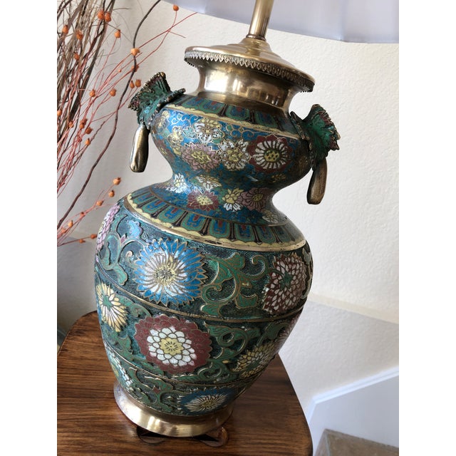 Early 20th-Century Champlevé Table Lamp With Butterfly Handles For Sale In Austin - Image 6 of 13