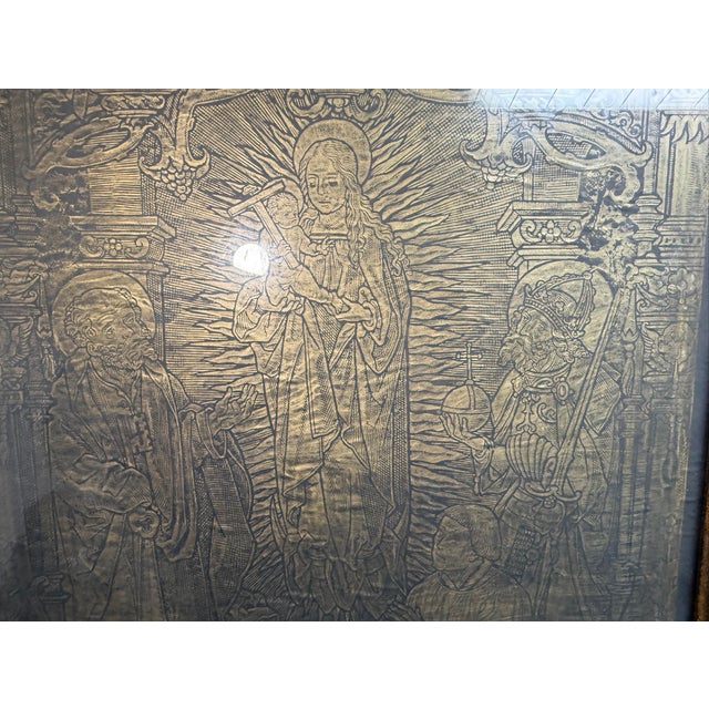 Large Antique Religious Brass Rubbing of the 1535 Memorial of Canon Henry Oskens For Sale - Image 15 of 15