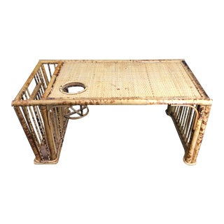Mid 20th Century Burnt Bamboo Breakfast Tray For Sale