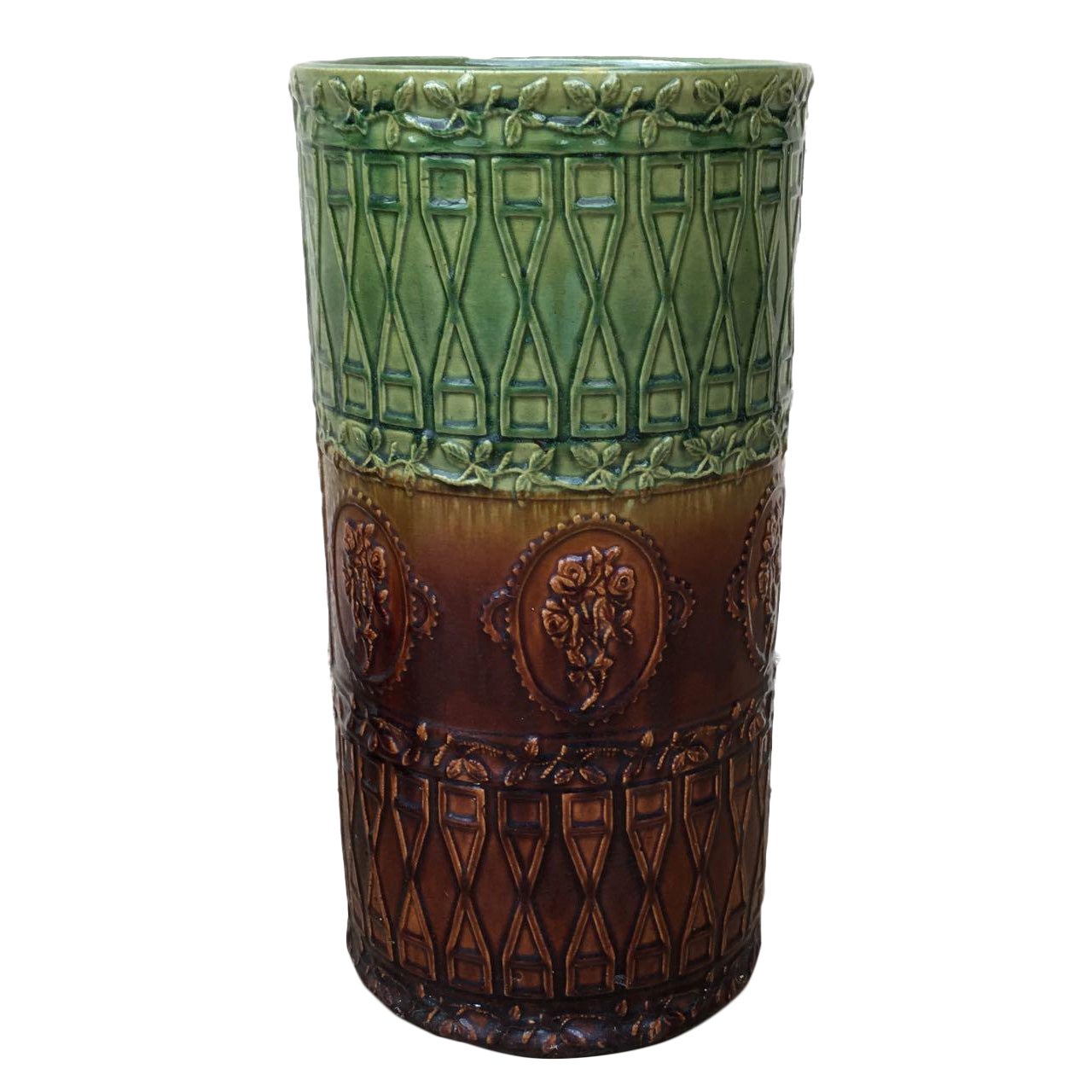 Antique Majolica Art Pottery Umbrella Stand Chairish