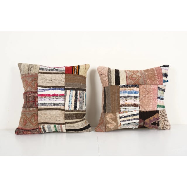 1960s Turkish Kilim Pillow Cover - a Pair For Sale - Image 5 of 5