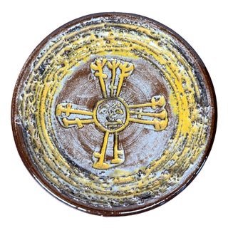 Mid-Century Modern Small Studio Pottery Wall Plate from Glit Lava, Iceland, 1960s For Sale