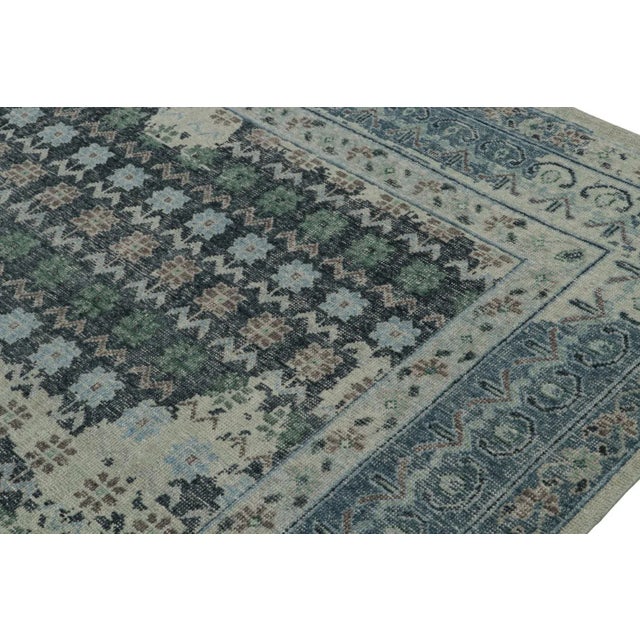 2010s Rug & Kilim’s Distressed European Rug in Blue and Teal With Floral Patterns For Sale - Image 5 of 7