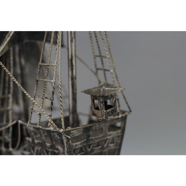 Spanish Wrought Iron and Glass Galleon Sailing Ship Shaped Floor Lamp, 1950s For Sale - Image 14 of 18