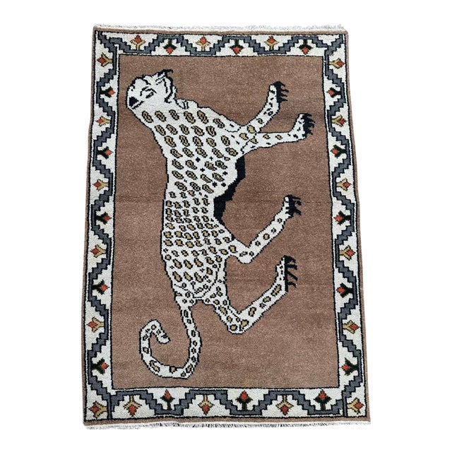 1980s Vintage Cheetah Rug | 48" X 71" For Sale
