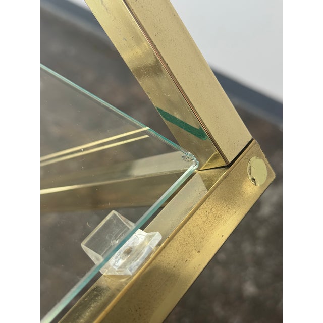 Vintage Milo Baughman Style Diamond Brass and Glass Etagere, Attributed For Sale - Image 13 of 18