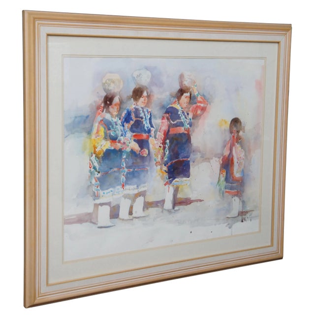 Rustic 1991 Phyllis Meyer Southwestern Zuni Tradition New Mexico Watercolor Painting For Sale - Image 3 of 13