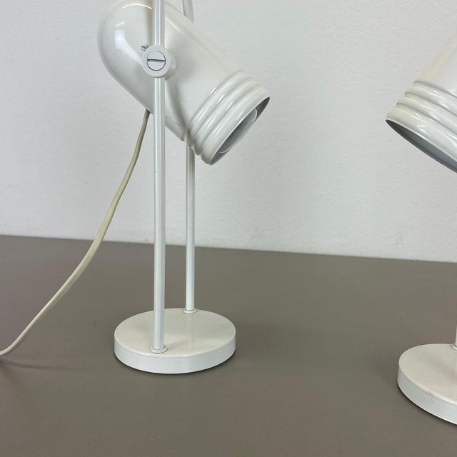 White Metal Table Lights by Rolf Krüger for Heinz Neuhaus Leuchten, 1970s, Set of 2 For Sale - Image 6 of 18