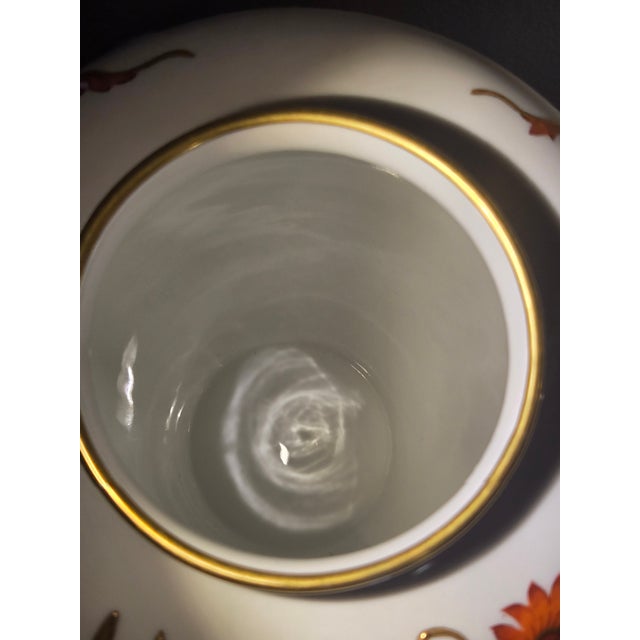 Red Large 16.5" Mid-Century Hertel-Jacob Bavaria Gilded Porcelain Ginger Jar – Signed E. Habenicht – Red Dragon Motif For Sale - Image 8 of 10