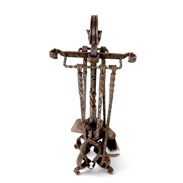 Spanish Revival Vintage Arts and Crafts Spanish Style Fireplace Tool Set For Sale - Image 3 of 11