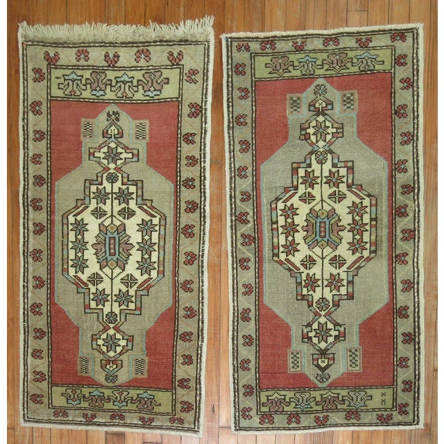 Mid 20th Century Pair of Vintage Turkish Rugs. 1'10'' X 3'5'' For Sale - Image 5 of 5