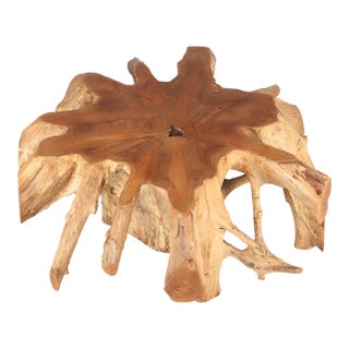 Round 36" Inch Organic Teak Root Coffee Table 27 For Sale