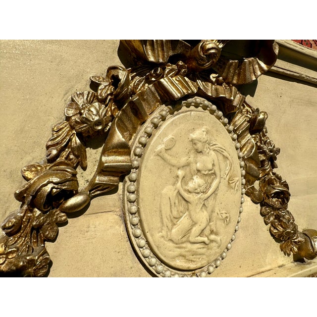 Wood 19th Century French Neoclassical Painted Trumeau Ca. 1870 For Sale - Image 7 of 12