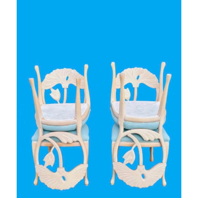 Vintage Hand Carved Italian Dining Chairs With New Upholstery in the Style of Phyllis Morris - Set of 4 For Sale - Image 10 of 11