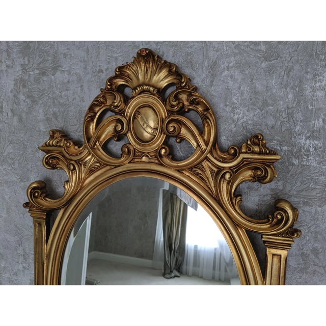 Late 20th Century Hand Carved Giltwood Mirror For Sale - Image 4 of 5