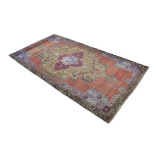 Bohemian Handknotted Oushak Wool Rug For Sale