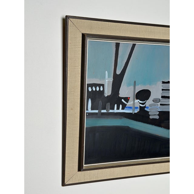 Bertil Sjöberg, Midnight Harbour, Oil on Panel, Framed For Sale - Image 14 of 18