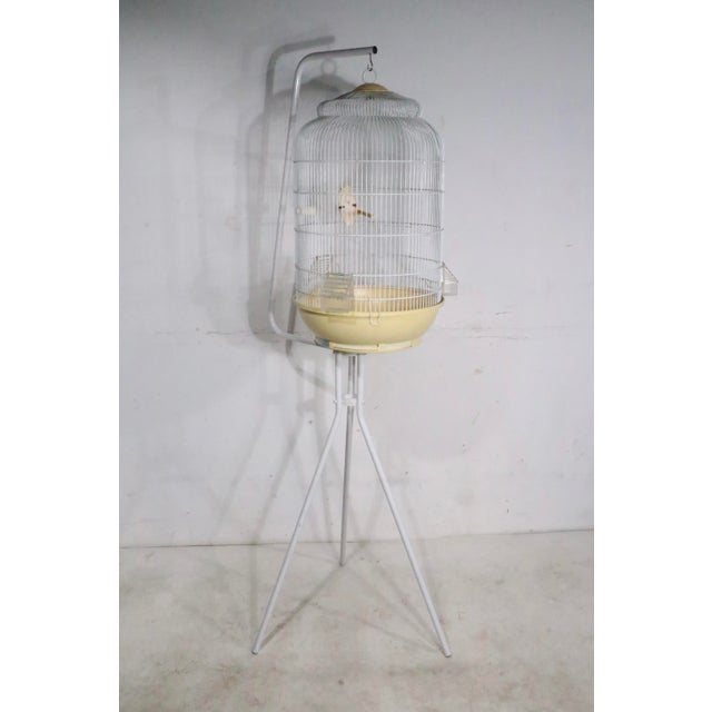 Vintage Mid Century Birdcage and Stand Made in Italy by F O P C. 1970's For Sale - Image 10 of 17