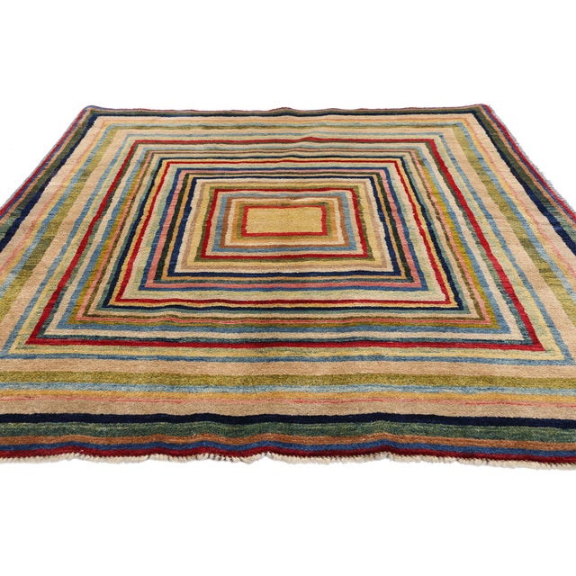 Mid-Century Modern Vintage Persian Gabbeh Rug, 04'09 X 06'05 For Sale - Image 3 of 10