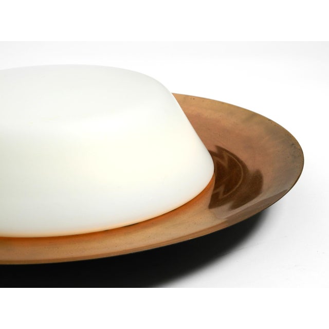 Large Mid-Century Ceiling Lamps in Glass with Copper-Plated Metal Reflector by Kaiser Leuchten, Set of 2 For Sale - Image 11 of 18