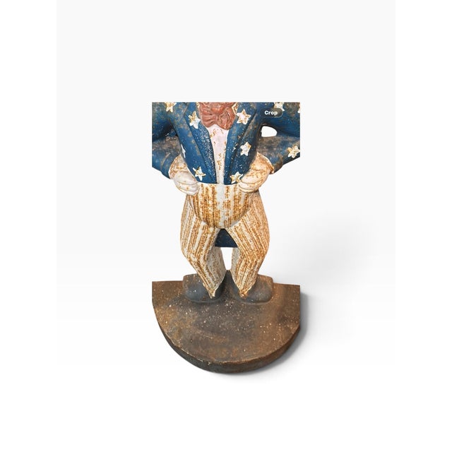 Original 1940's Large Cast Iron Uncle Sam Doorstop Patriotic Americana DoorStop For Sale In Lexington, KY - Image 6 of 7