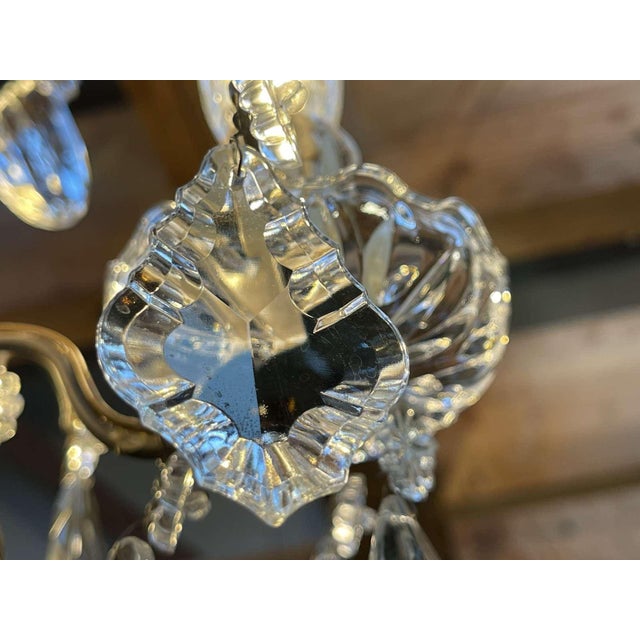 Early 20th Century Three-Light Chandelier in Bronze and Cut Crystal For Sale - Image 4 of 12