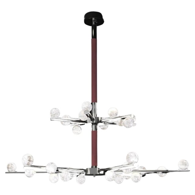 Demetra Shiny Black Metal Double Chandelier by Alabastro Italiano For Sale